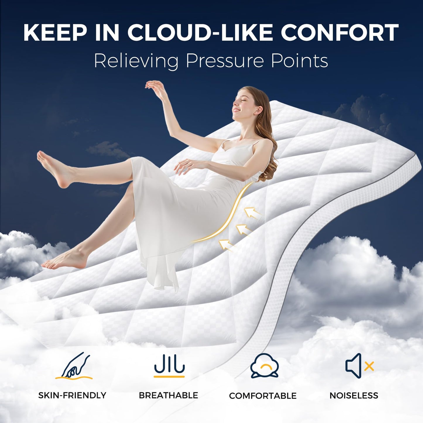 Topper saltea Autsel B103-027 Memory Foam 160x200 cm 1000 gsm