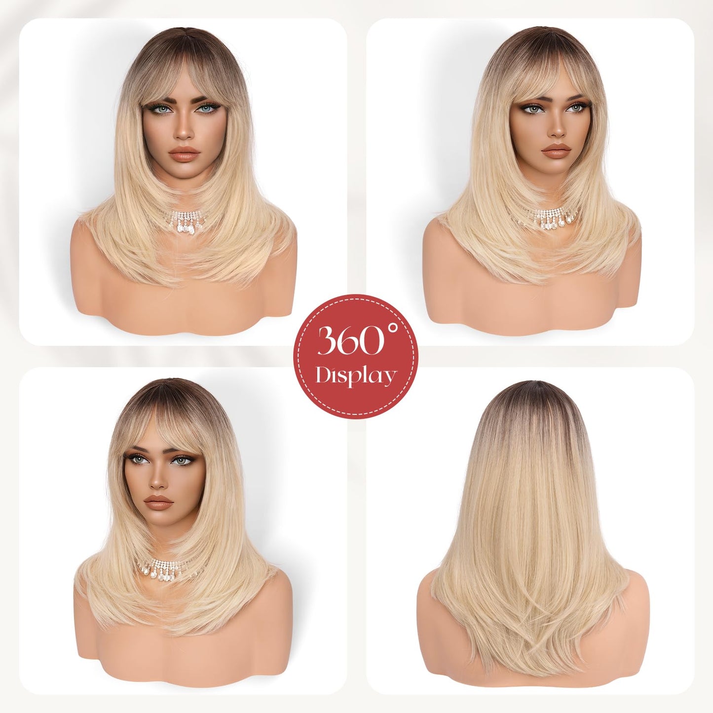 Peruca SOFEIYAN Long Straight Layered Blonde 16 Inch cu Breton