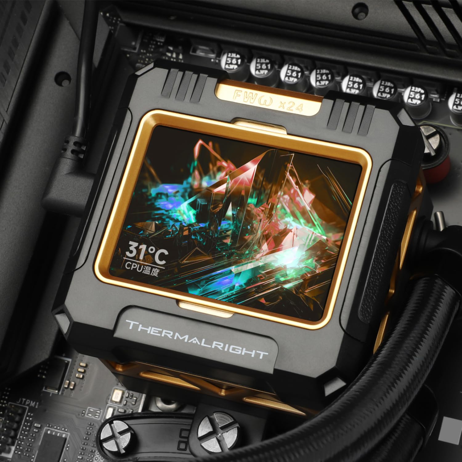 Thermalright FW 240 Black-240mm AIO CPU Liquid Cooler,IPS LCD Screen with 320 * 240 Resolution,for AM4/AM5,Intel LGA1700/1851,”2.4 inch”Magnet-Absorbent LCD Screen for Images -Black