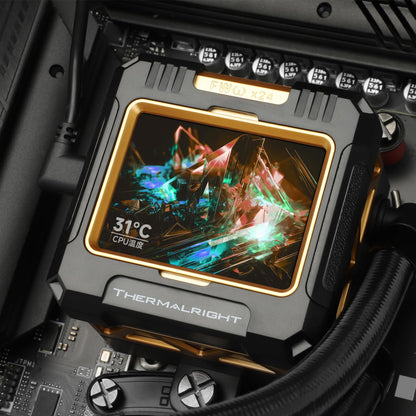 Thermalright FW 240 Black-240mm AIO CPU Liquid Cooler,IPS LCD Screen with 320 * 240 Resolution,for AM4/AM5,Intel LGA1700/1851,”2.4 inch”Magnet-Absorbent LCD Screen for Images -Black