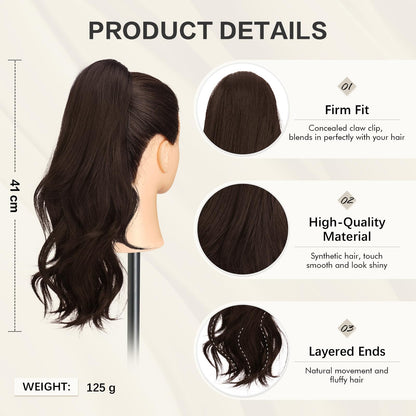 Coada de par Sofeiyan Claw Clip 16 inch Ondulata Dark Brown