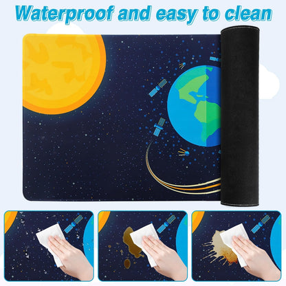 Mouse Mat Gaming Mouse Mat XXL 900 x 400 mm Desk Mat Large Mouse Mat White Mouse Pad Mouse Pad Earth Rocket Mouse Mat with Motif for PC Office Desk Mat Laptop Computer