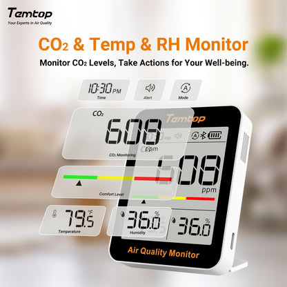 Monitor calitate aer Temtop C1+ CO2 Bluetooth app alb