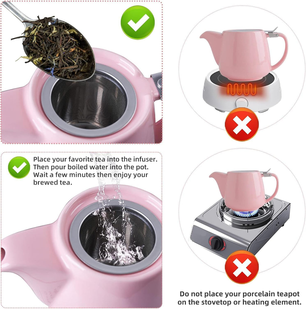 Ceainic VIVILINEN Porcelain 1.2L cu Infuzor Detasabil pentru Ceai