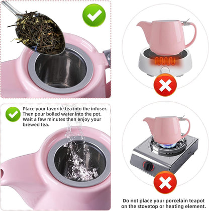 Ceainic VIVILINEN Porcelain 1.2L cu Infuzor Detasabil pentru Ceai