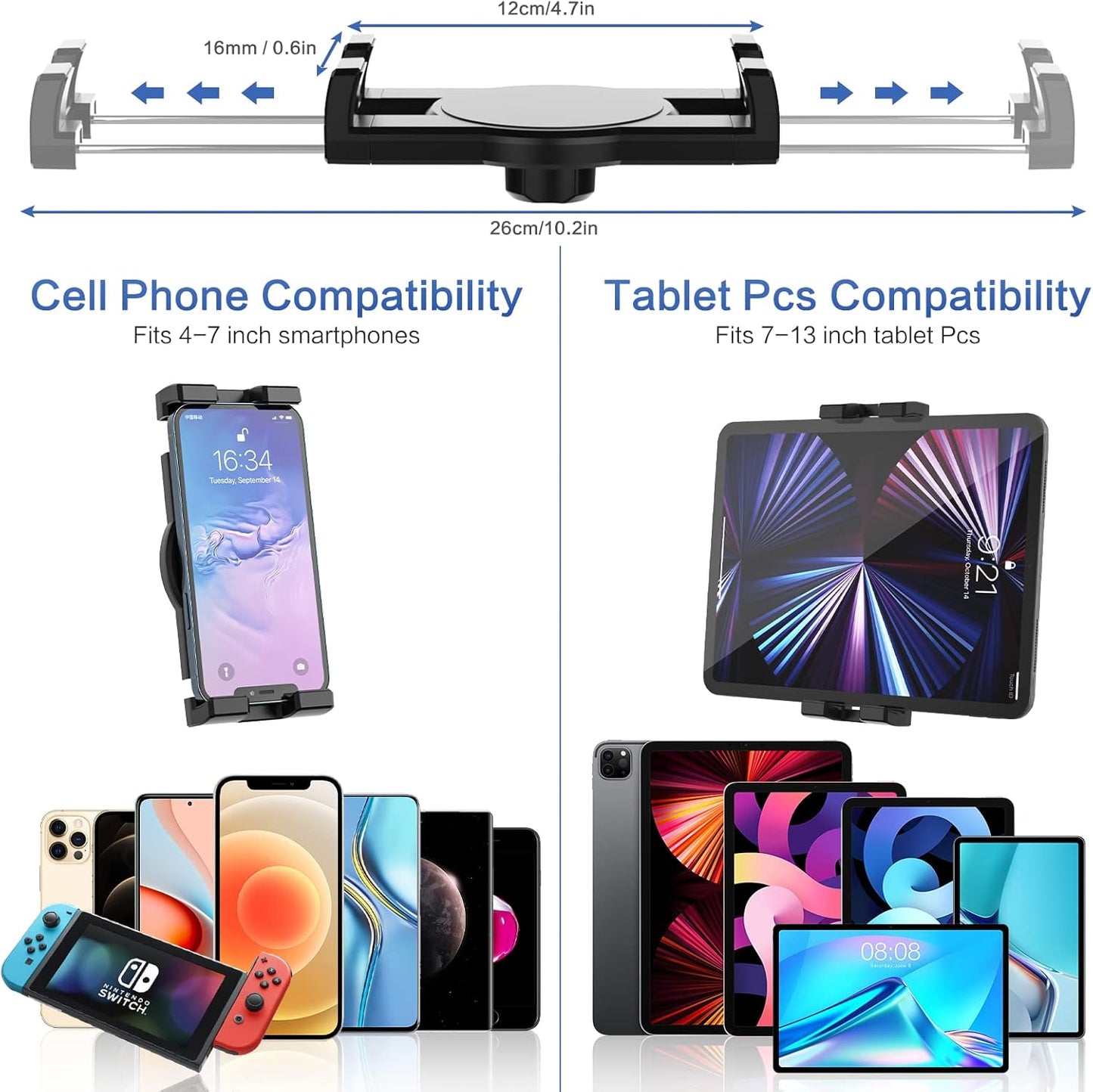 Oilcan Autohalterung 3 in 1 Tablet Halterung Saugnapf, KFZ Lüftung Armaturenbrett Windschutzscheibe Tablet Halter für iPad mini Air Pro, iPhone, Samsung Galaxy, Fire, 4-12.9" Handys und Tablets