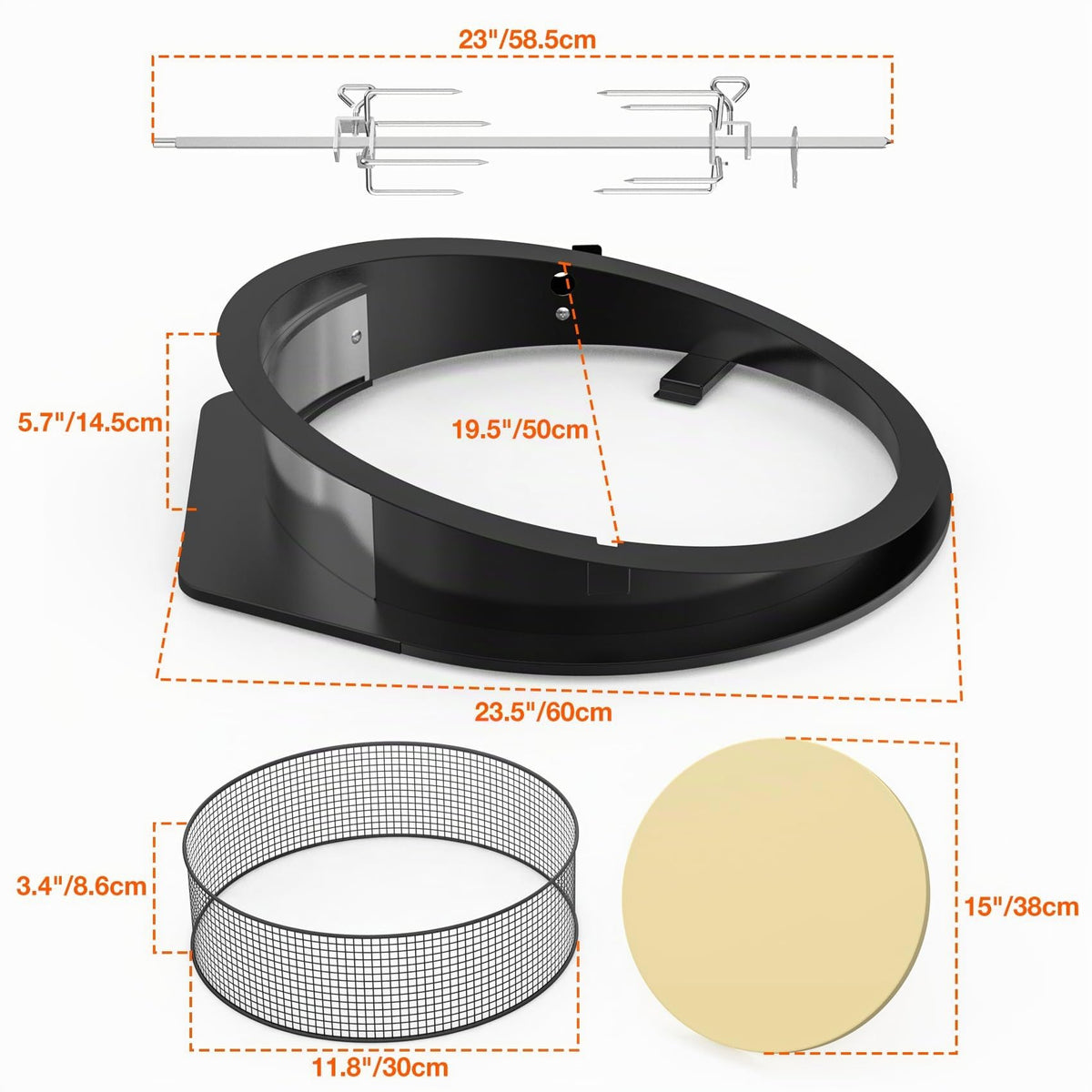Set rotisor onlyfire pentru Weber 57 cm Kettle Grill cu motor si piatra pizza 38 cm