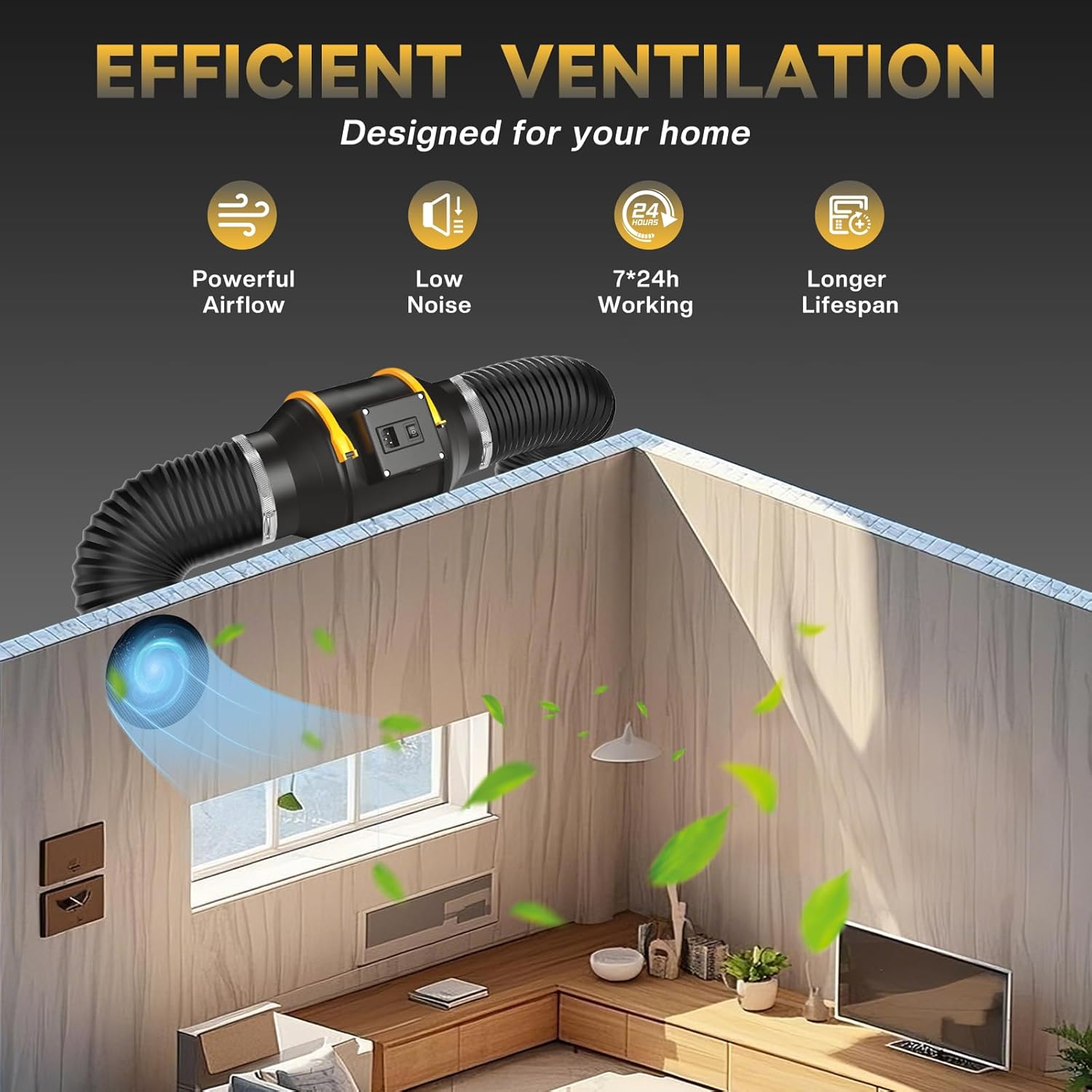 FanGoFast Rauchabzug Rohrventilator 100 mm Inline-Kanalventilator Abluftventilator Rohrlüfter 230 V Leise mit IEC-Steckdose EU-Stecker + 1,5 m EU Netzkabel für Badezimmer, Büro, Wachstumsräume