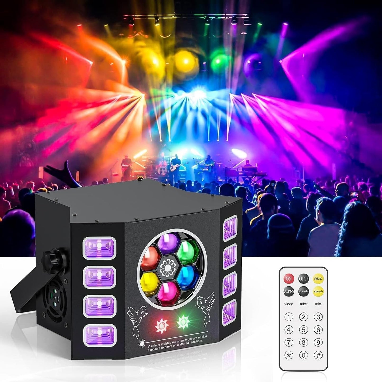 Disco Light, 100W Disco Light, Party Light, Beeseye, UV Flash Light, 14 Channel DMX with Voice Control, Remote Control, Suitable for Wedding, Birthday Party, Halloween, Bar Event