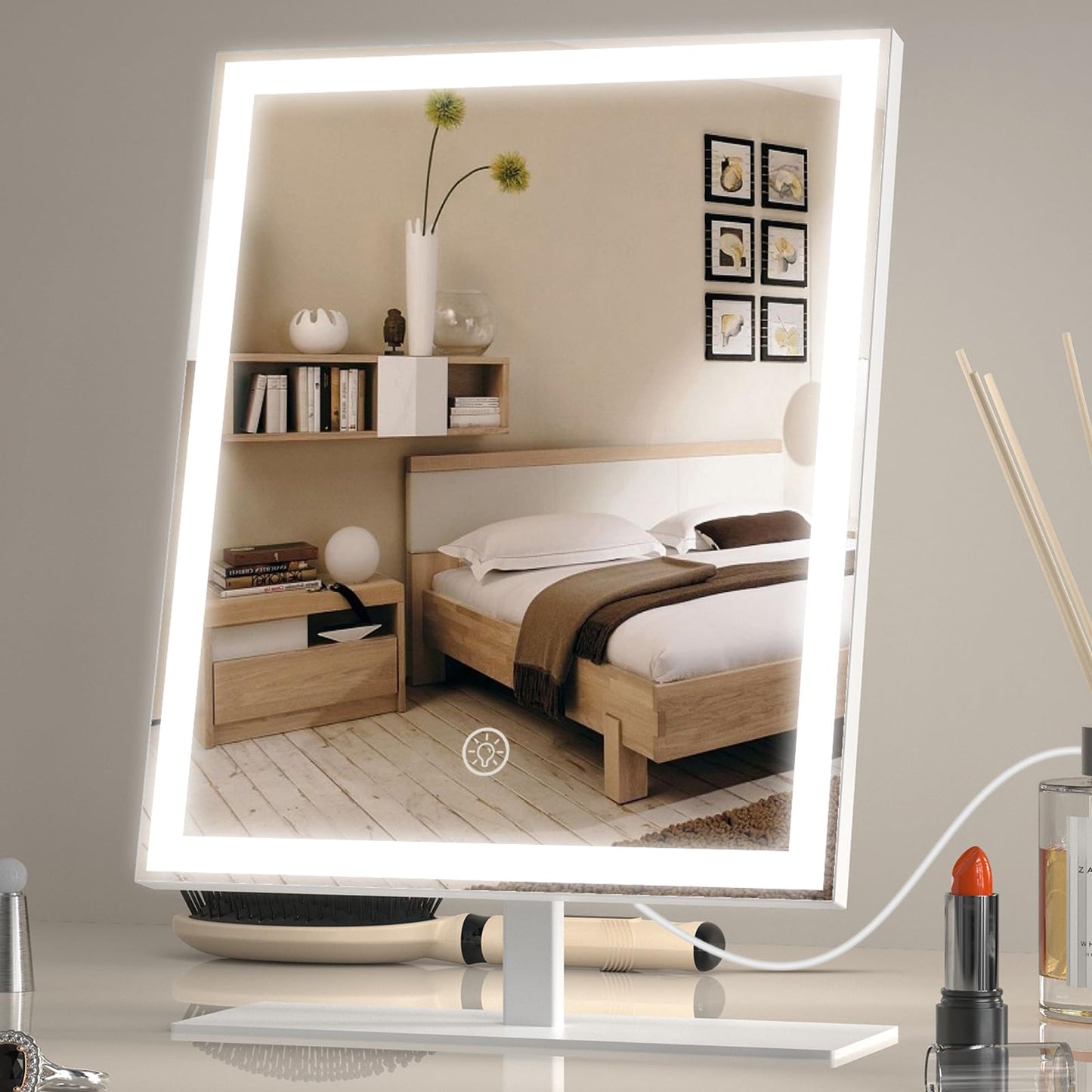 Oglinda machiaj 12" cu iluminare LED ANTENLICHT, 3 moduri culoare, dimabila