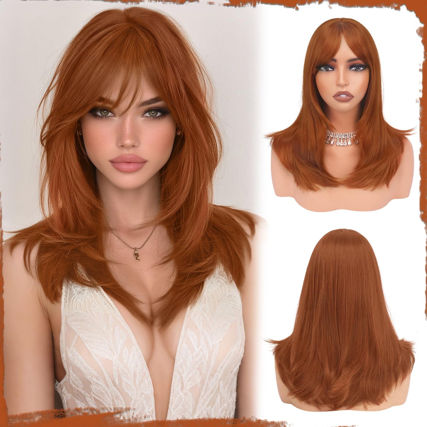 Peruca Sofeiyan Long Straight Wig 40 cm Negru Natural cu Breton
