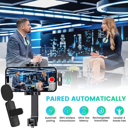 Mini Microphone Multifunctional, Mini Wireless Microphone for Video, Microphone Wireless for iPhone iPad, Microphone Bluetooth Mobile Phone, Mini Microphone for Clipon, Wireless Lapel Microphone for