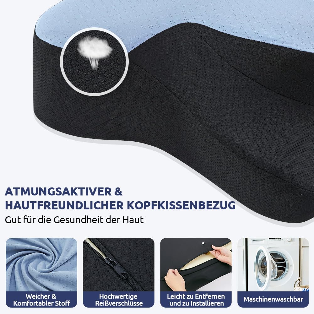 Perna cervicala DONAMA KH1067 Memory Foam respirabila, 66x37x13 cm