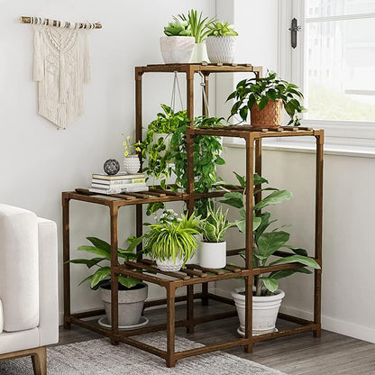 Suport plante Bamworld 7 niveluri lemn bambus pentru interior exterior