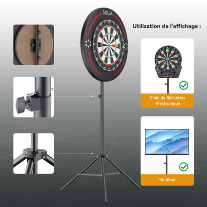 Suport dartboard SOLLA ajustabil metalic 173 cm, tripod portabil