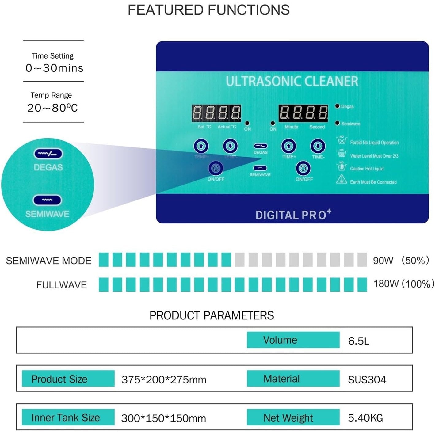 TUMAHE Ultrasonic Cleaner, Ultra Cleaner AIPOI Ultra Cleaning Device 6.5L For Car And Motorcycle Repair Workshops Aviation Maintenance Electronic Basket For PCB Tableware Denture Jewelry Brass Gla