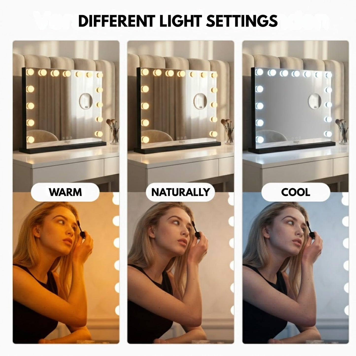 Oglinda cosmetica Bayt Hollywood 58x46 cm LED 10x magnifiere