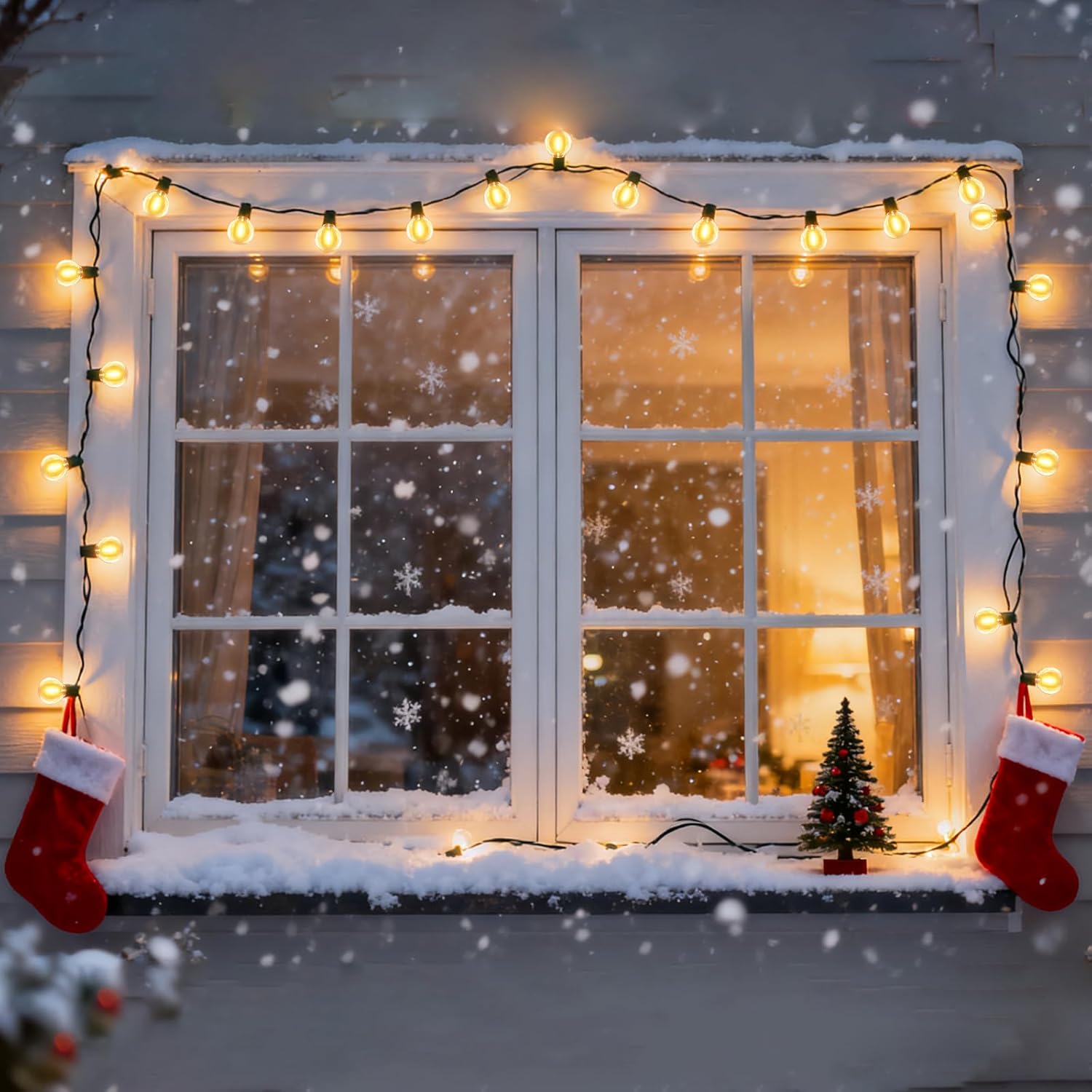 Outdoor String Lights 100FT,G40 50+2 Bulbs String Lights for Outside - 2700K Warm White, 25000H Long Life, IP45 Waterproof & Shatterproof, Mains Powered Garden Lights for Gazebo/Patio
