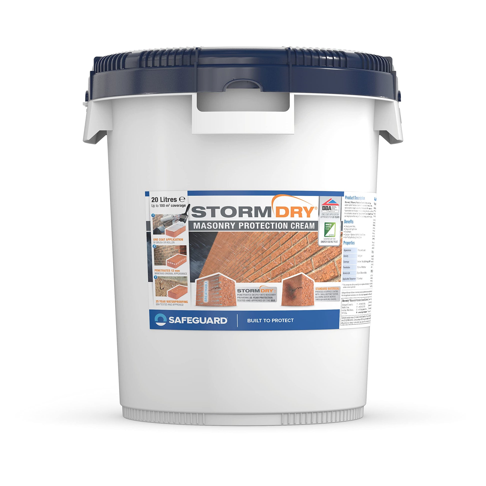 Stormdry Masonry Waterproofing Cream (3 Litre) 25 Year BBA Approved Exterior Brick Sealer. Breathable, Colourless Brick, Concrete, Stone, Mortar, Sandstone & Granite Waterproofer