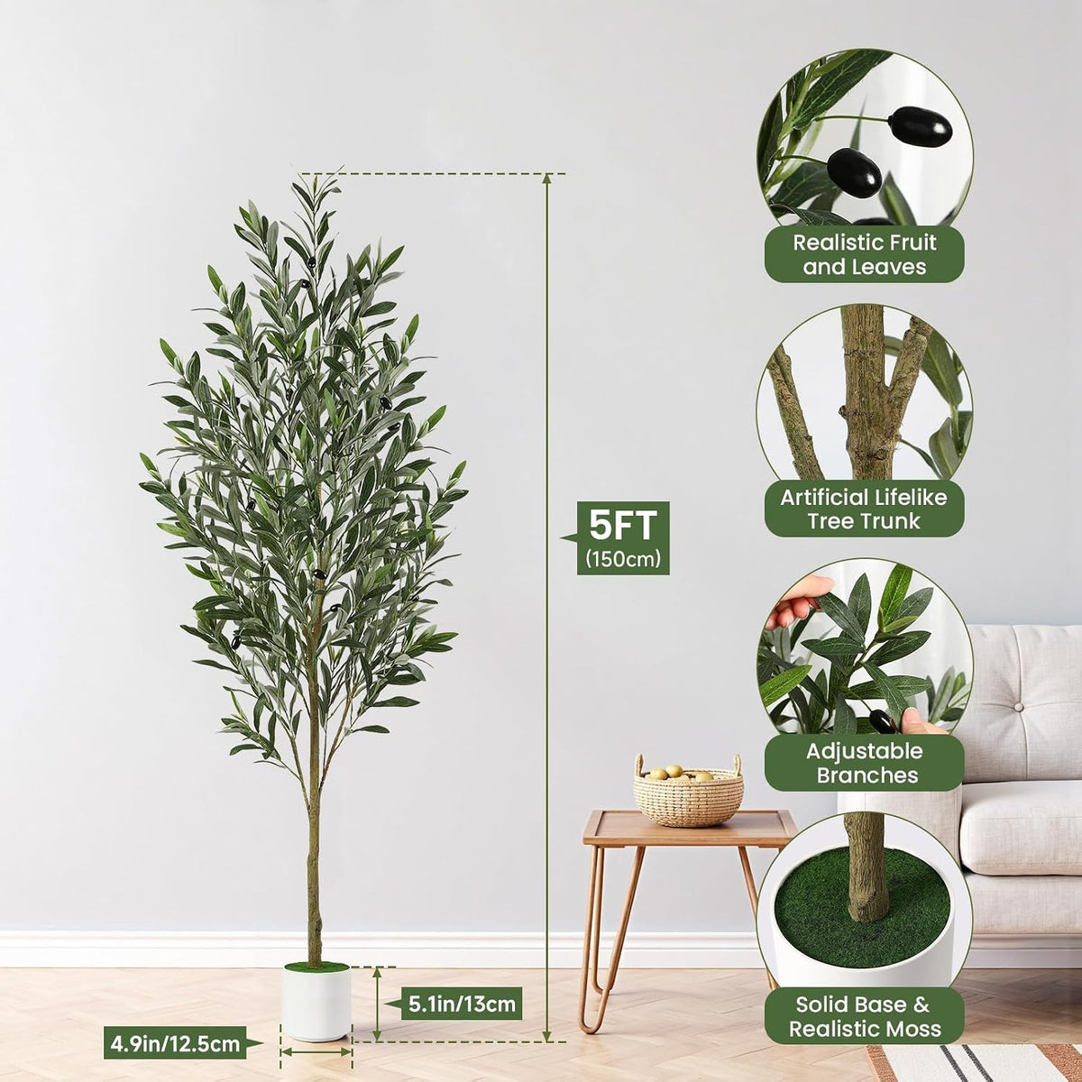 Maslin artificial Alupssuc 150 cm, marime selectata 381,0 cm