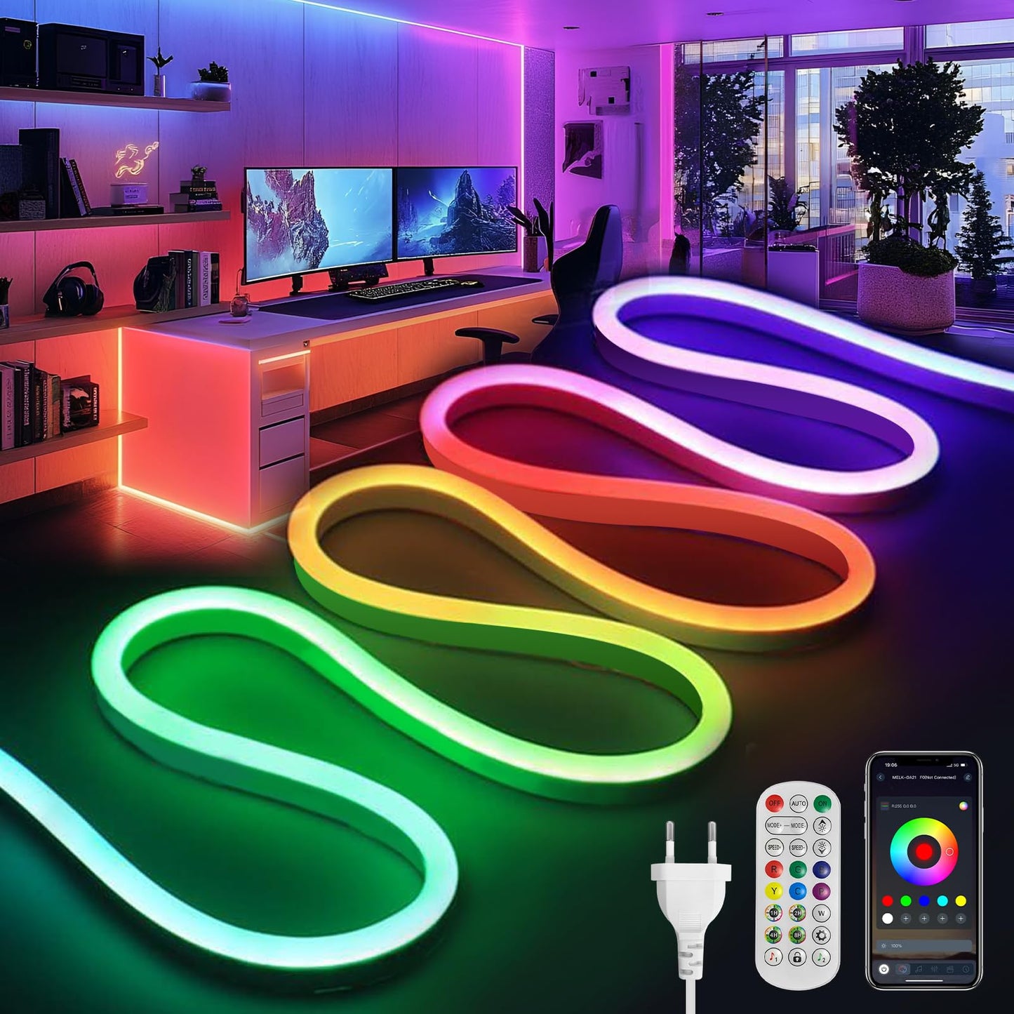 Brimeti 20M Banda LED Neon Adresabila RGBIC 230V IP65 Flexibila