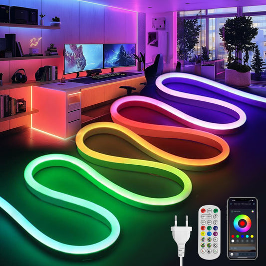 Brimeti Banda LED neon adresabila RGBIC 2M 220V cu app, waterproof, sincronizare muzica