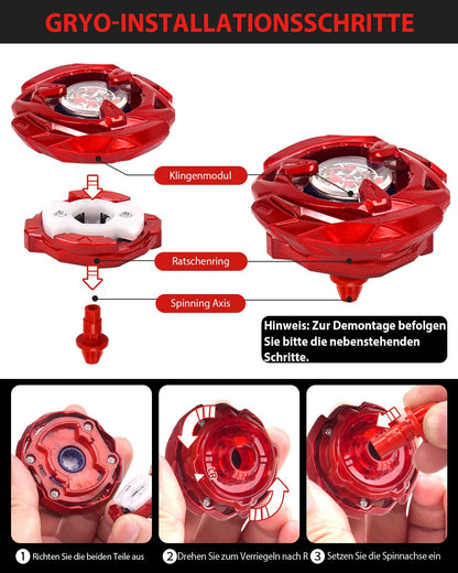 Jucarie titirez Set spinning top DEZAWRTY X4-12 piese cu 12 topuri si 2 lansatoare