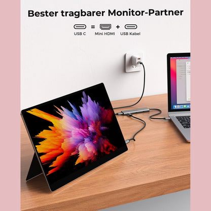 USB C Video Hub NEWQ Type C Hub 3.2 Reverse Current Monitor, Dual Video Display 4K@30-60Hz, 4x USB-C 3.2 GEN2 10Gbps, Support PD 100W Max, with Video Cable