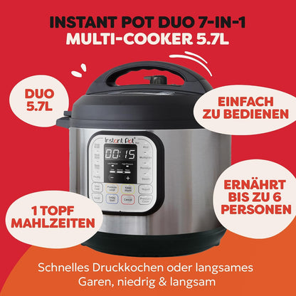 Oala electrica sub presiune programabila Instant Pot IP-DUO60 7-in-1, 5.7 L, 1000 W, 220 V