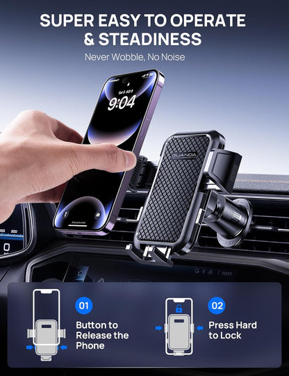 Car phone holder air vent, Car Phone Holder Mount 360° Rotation, Adjustable Clip, Big Phone & Thick Case Friendly, Compatibility Fit for All 4"-7" Smartphone, Universal phone car holder