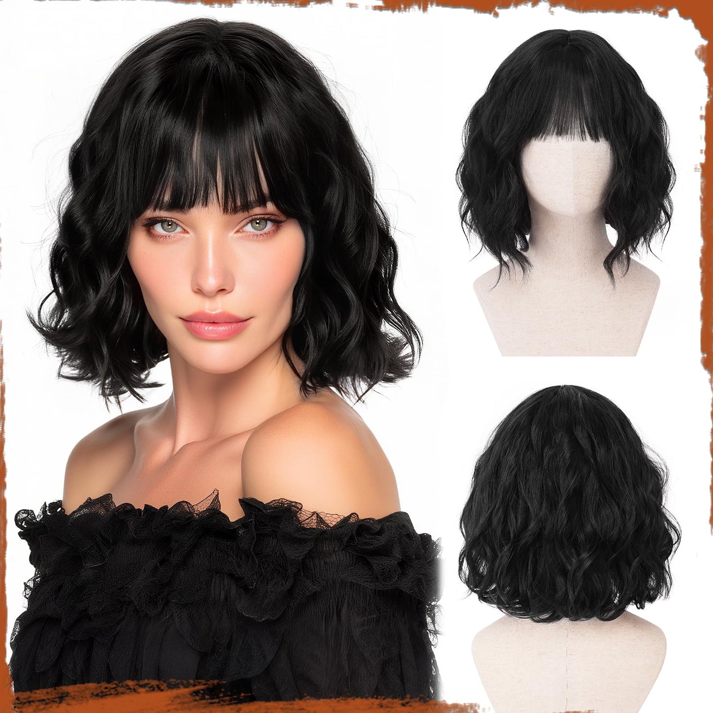 Peruca Sofeiyan Bob Wavy cu Breton 30 cm Fibra Kanekalon