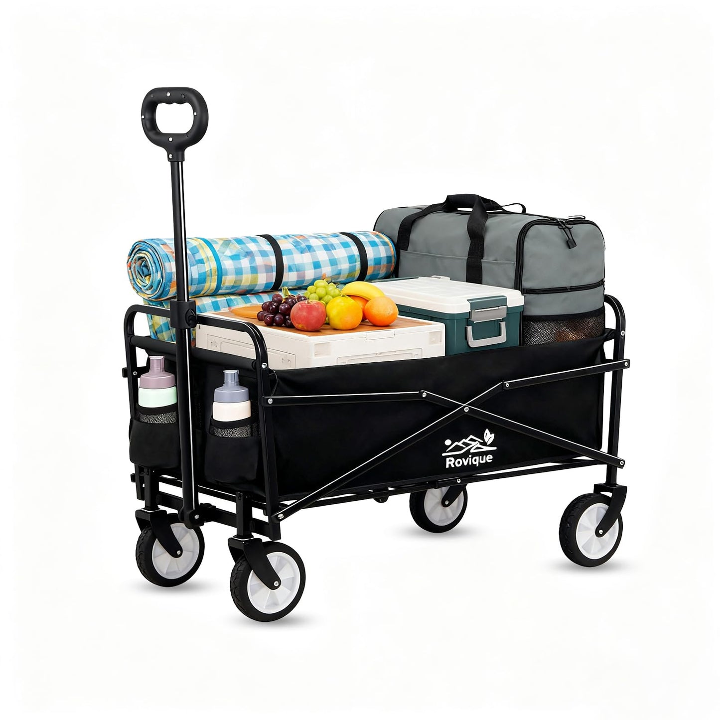 Carucior pliabil Rovique RWK-001 80 kg, maner reglabil, metal