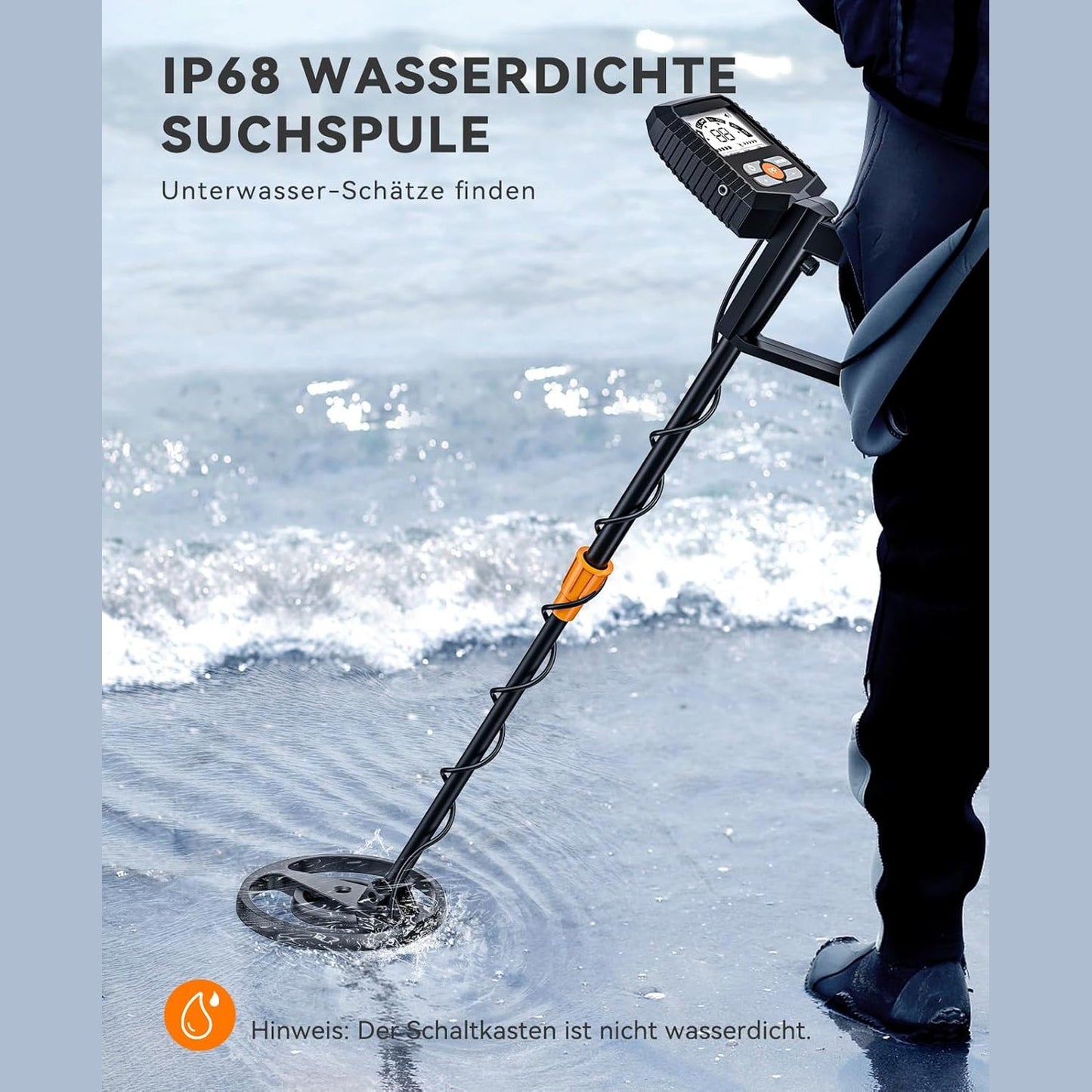 SUNPOW Metal Detector Professional Set, IP68 Waterproof Coil, Strong Anti-Interference, Improved Durable Chip, High Accuracy, 4 Modes for Adults and Children