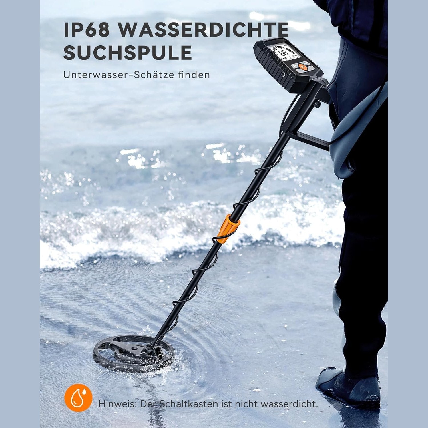 SUNPOW Metal Detector Professional Set, IP68 Waterproof Coil, Strong Anti-Interference, Improved Durable Chip, High Accuracy, 4 Modes for Adults and Children