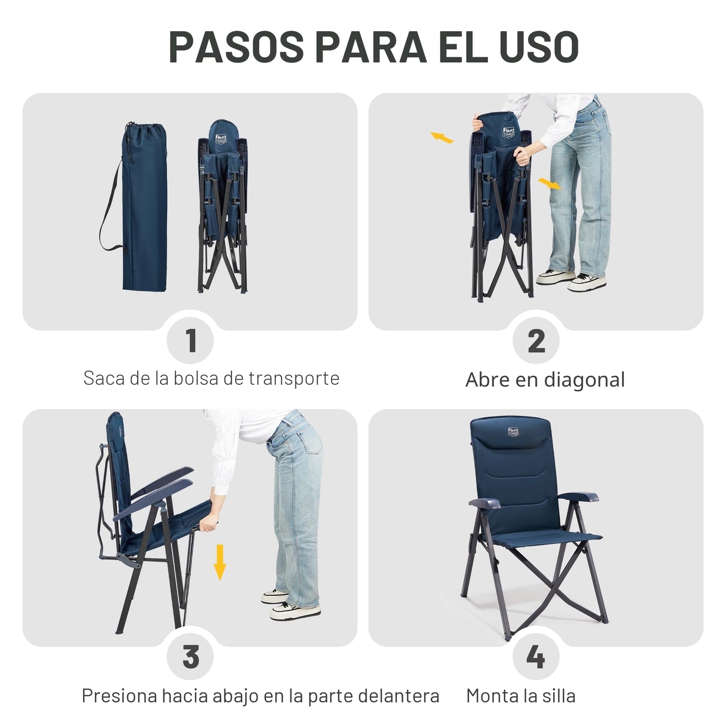 Scaune camping TIMBER RIDGE EU-JAAP-RC-5022 pliabile, 150 kg, 4 pozitii