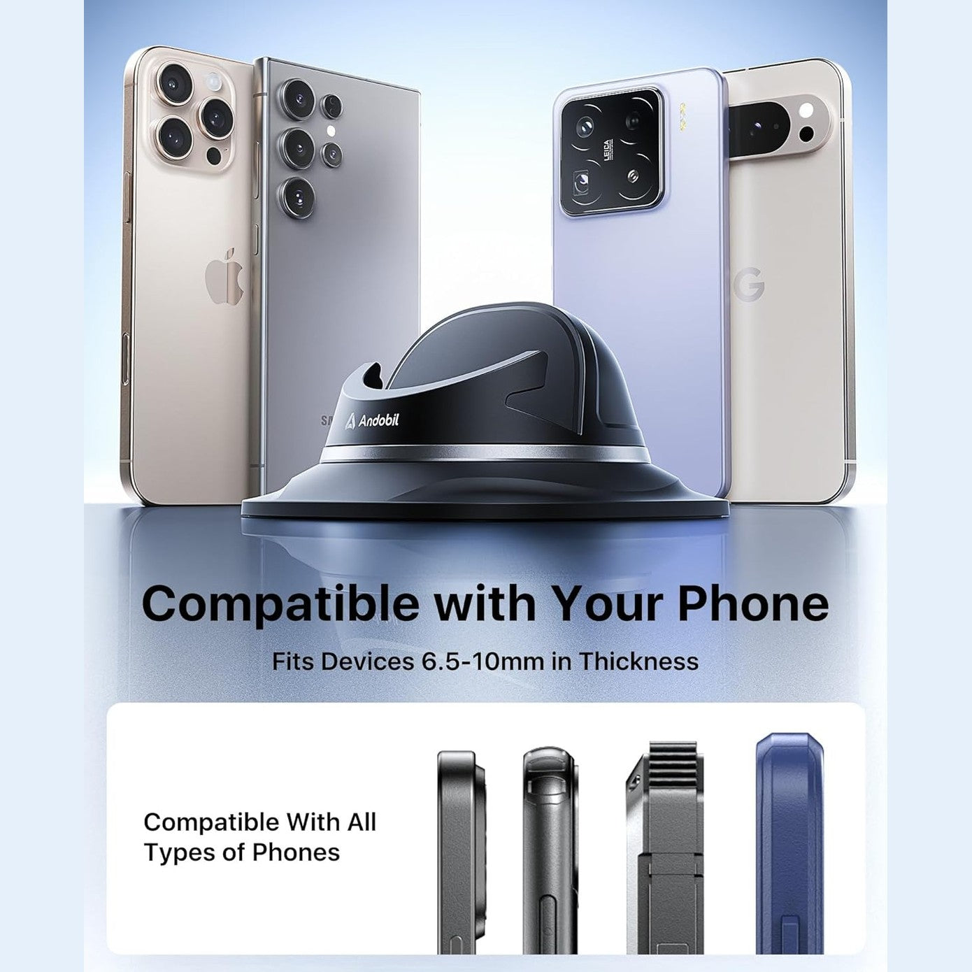 andobil Car Phone Holder for cars [2025 Simple & Firm hold] Dashboard Phone Holder Mobile Phone Holder for Cars Dash Phone Mount Car Cradle for iPhone 16/15/14/13/12 Pro Max Samsung S24 Ultra S23 S22