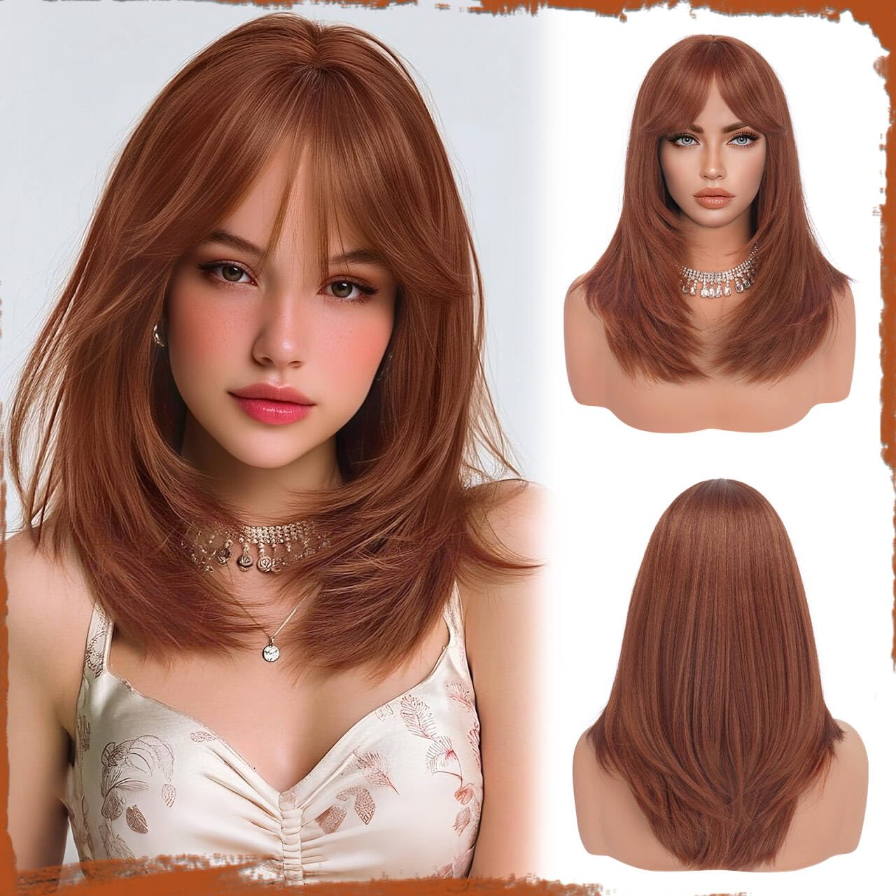 Peruca Sofeiyan Long Straight Wig 40 cm Negru Natural cu Breton