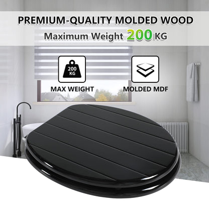 Colac WC Angel Shield Soft Close Lemn MDF Negru Oval Reglabil
