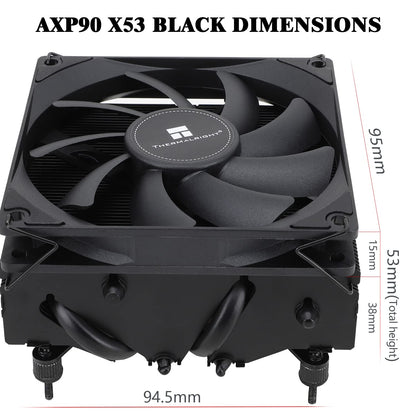 Cooler Procesor Thermalright AXP90-X53 Black Cooler CPU Low Profile 53mm, Ventilator 2700RPM Silentios, Compatibil AM4/AM5/Intel 1700