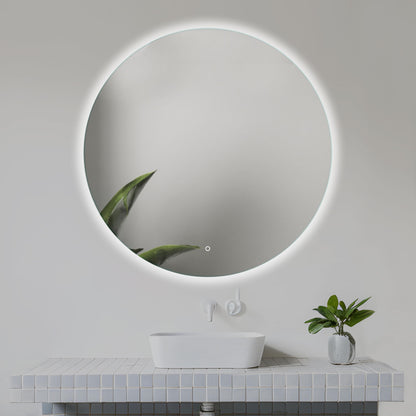 Home Glow Venti 50cm Round Bathroom Mirror with LED Lights, Round LED Bathroom Mirror with Touch Switch, Circular Mirror with natural white Backlit LED Light.