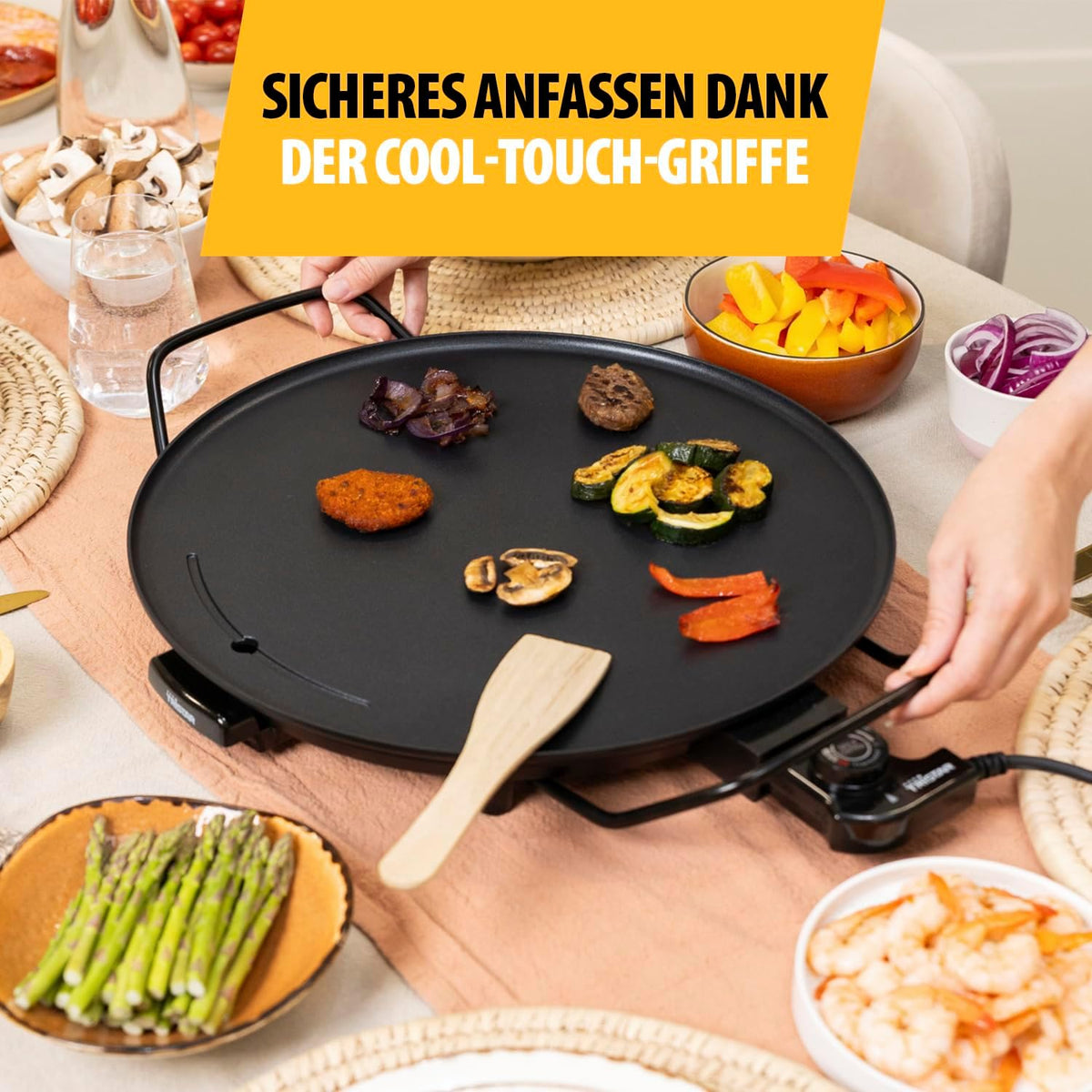 Plita grill Tristar BP-2787, diametru 40 cm, 2000 W, neagra