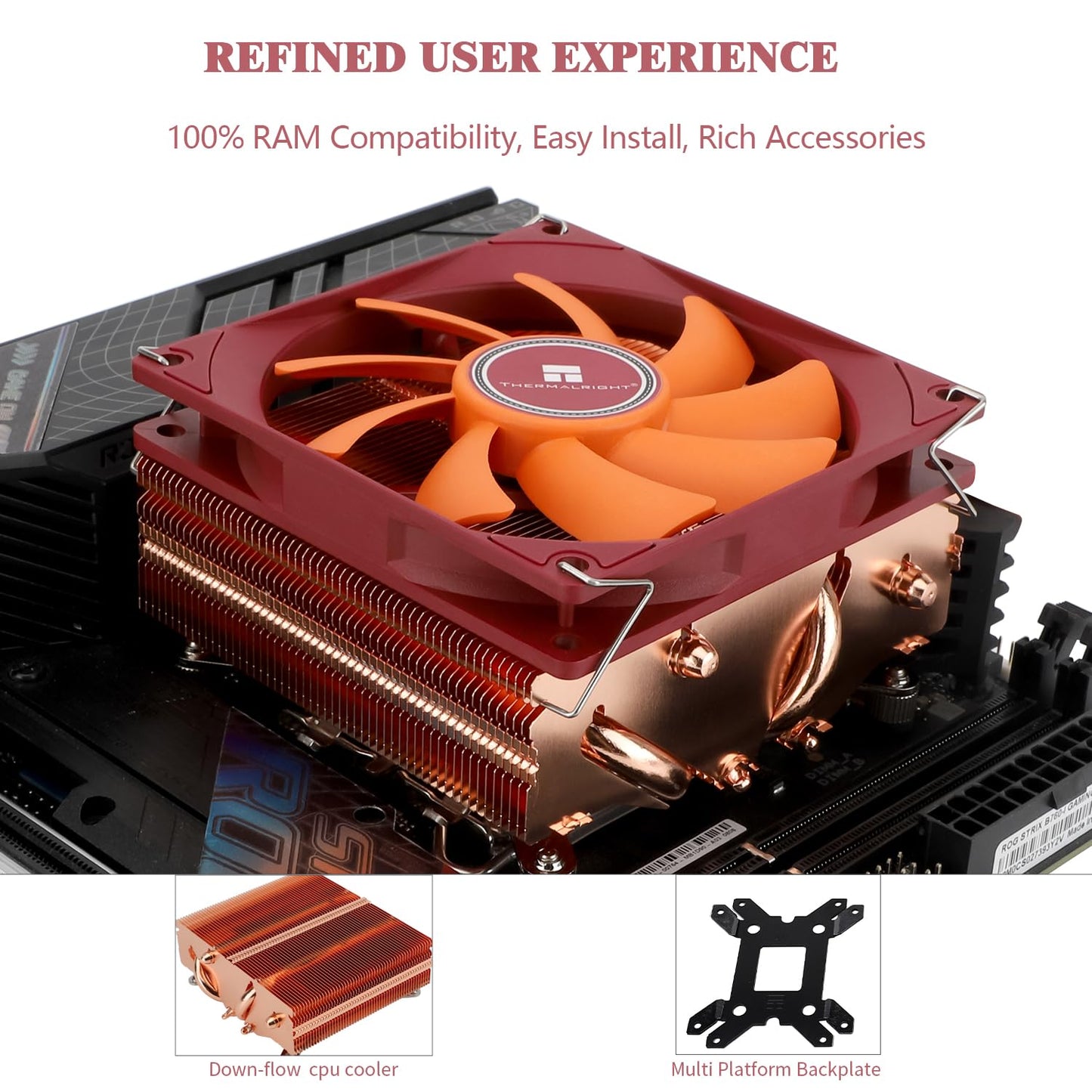 Thermalright AXP90-X53 Full Copper Cooler CPU Low Profile 53mm, Ventilator 2700RPM Silentios, Compatibil AM4/AM5/Intel 1700