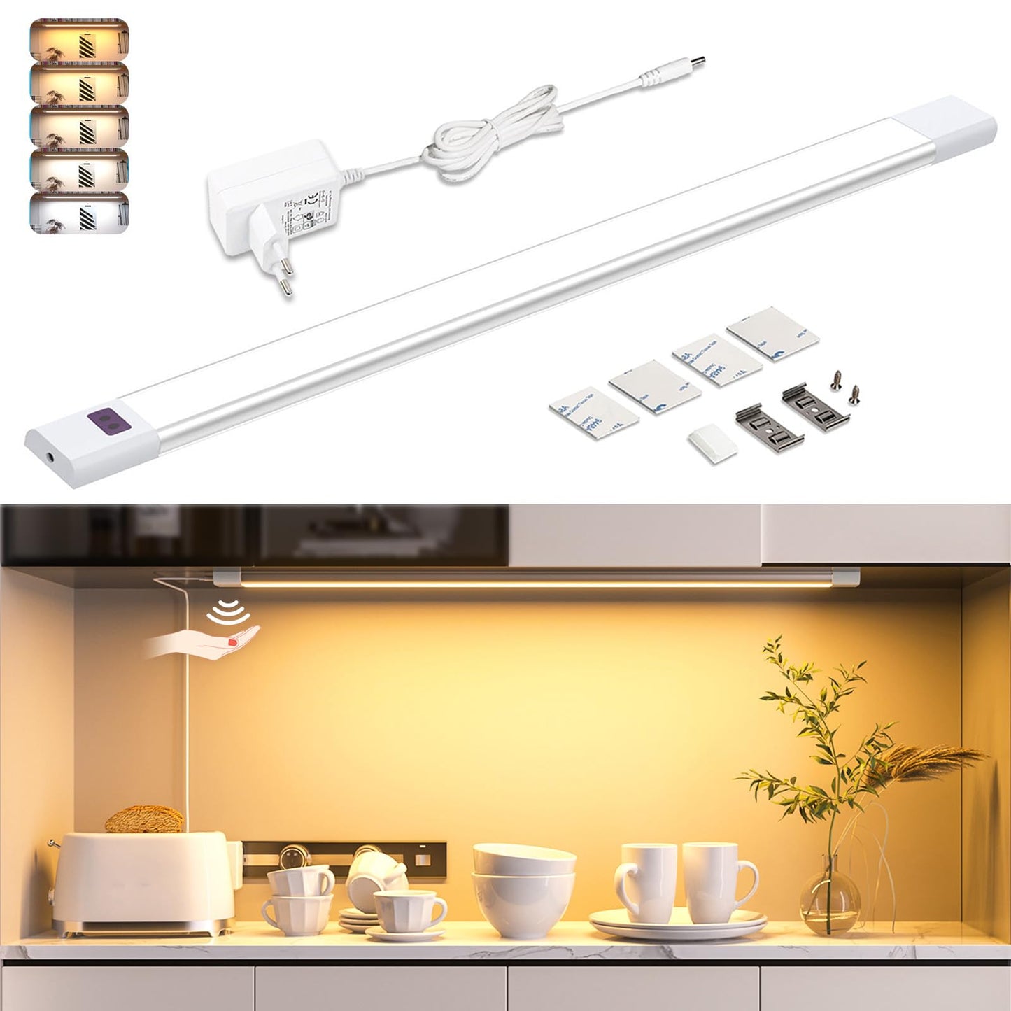 Banda LED WOBANE 60 cm cu senzor fara contact, 5 culori