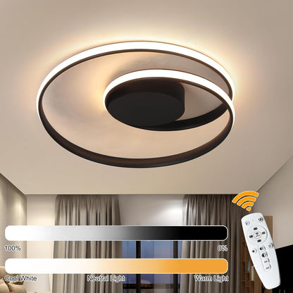 Kaniker Flush Mount Ceiling Light Fixture with Remote Control Led 18''Round Dimmable Bathroom Ceiling Light Hallway Light with 3 Colour Temperature Lamp 47W for Bedroom Corridor Kitchen (Black)
