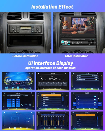 Hikity Apple Carplay Car Radio 1 DIN with Screen, 7 Inch Manual Touchscreen Car Radio Bluetooth with Android Car Mirror Link FM SWC USB AUX TF Car Radio Touch Display with Reversing Camera AHD