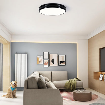Modern Black LED Ceiling Light, 40cm Round, 36W, 4000K for Kitchen, Bedroom, Living Room, Hall, Bathroom