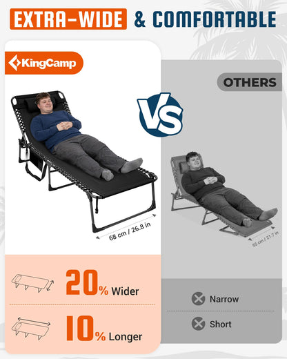 Sezlong KingCamp KC2021 pliabil 200 kg, 5 pozitii, negru