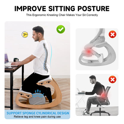 Scaun ergonomic genunchi MallVitally Ajustable din lemn alb