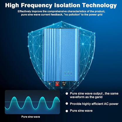 Jadeshay Inverter,Inverter Grid Tie 500W MPPT Grid Tie Micro Inverter 12V Adjustable Battery Discharge for Solar PV Panels, AC220V (Size : 500W12V)