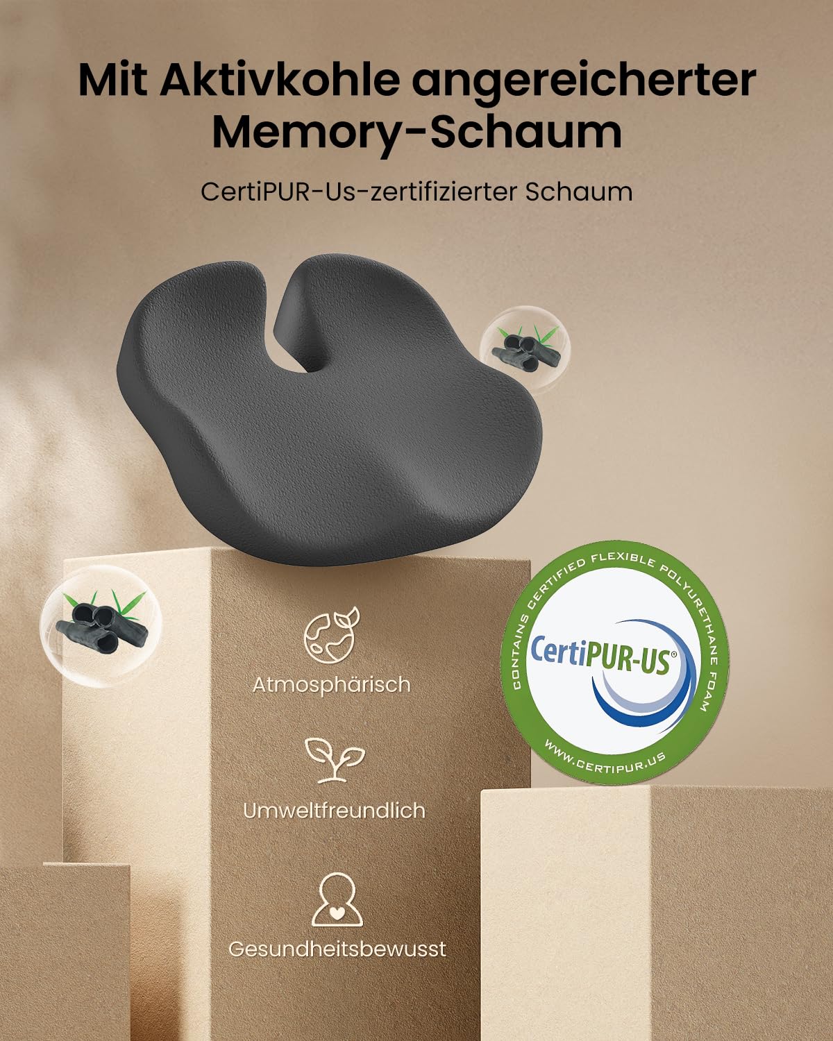 Perna sezut ProtoArc SC Butterfly Memory Foam XL ergonomica neagra